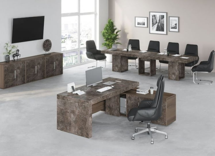 Креденция 3 двери B-TONE BTN36140342 Вяз Бетон темный_1