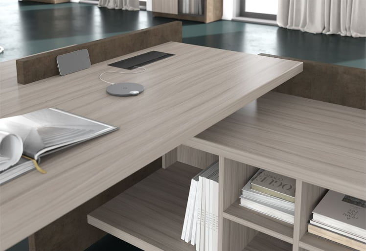 Стол руководителя левый WOOD&STONE СФ-531201 Дрифтвуд Бетон Чикаго темный_3