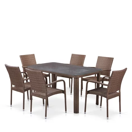 Комплект плетеной мебели T51A/Y376-W773-150x85 6Pcs Brown_0