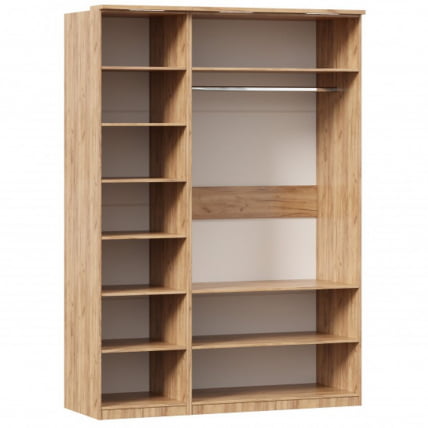 Шкаф трехстворчатый с зеркалом и декоративными накладками Фиджи 004 Дуб Золотой Антрацит_1