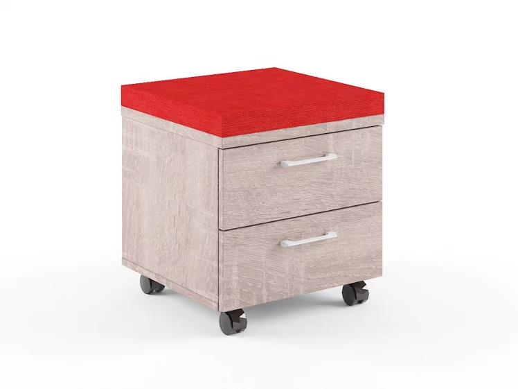 Тумба Мобильная XMC-2D (Дуб Сонома/Красный)_0