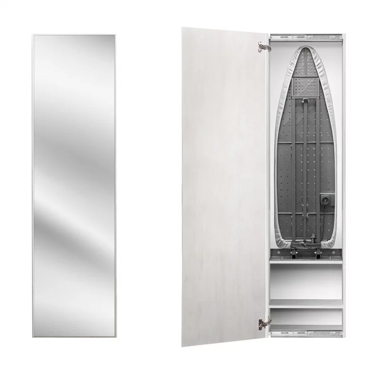 Шкаф со встроенной гладильной доской Iron Box Print (левый) Беленый дуб_0