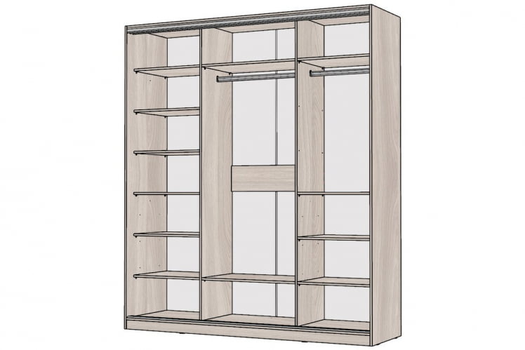 Шкаф-купе 2-х дверный Виктория 2000х584х2300, Ясень шимо светлый 20ДЛДЗДЛ-ПППШ-Яшс 310-2523_1