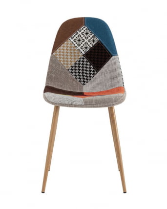 Комплект из четырех стульев Валенсия СН пэчворк, обивка ткань ножки металл с принтом под дерево / SN_2