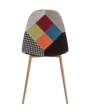 Комплект из четырех стульев Валенсия СН пэчворк, обивка ткань ножки металл с принтом под дерево / SN_3