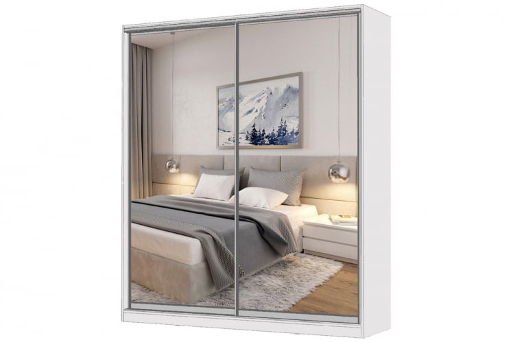 Шкаф-купе 2-х дверный Виктория 1800х584х2300, Белый 18ДЗДЗ-ПШШШ-Б 310-763_0