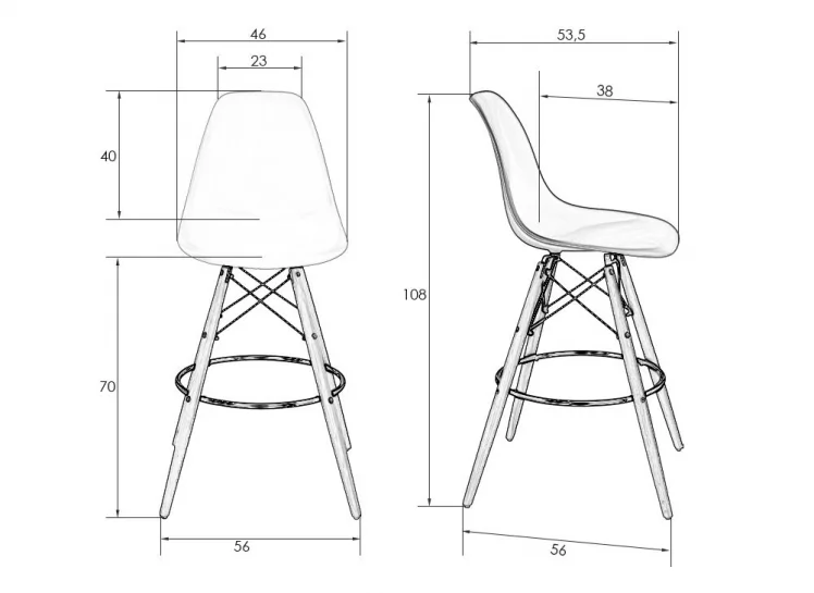 Стул барный ДОБРИН ДСВ БАР Желтый Й-01 / DOBRIN DSW BAR Y-01_7