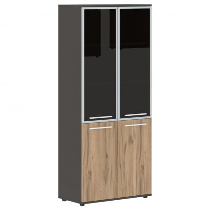 Шкаф комбинированный  с дверьми в металлической раме EDIS EHCS 85.7 Дуб Денвер светлый Белый Мокко_0