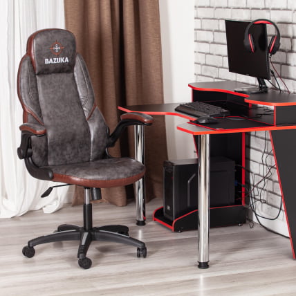 Кресло BAZUKA кож/зам, серый/коричневый, 2TONE/2TONE перф/2TONE_20