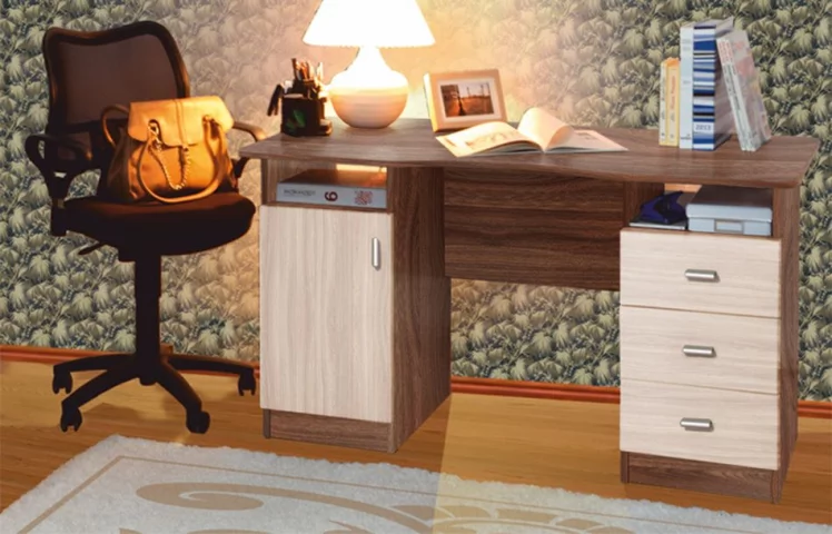 Стол письменный двухтумбовый Меркурий 02 Ясень шимо темный Ясень шимо светлый_2