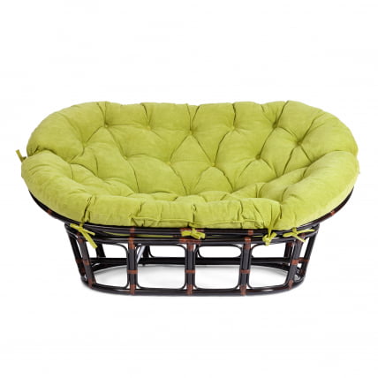 Диван MAMASAN/МАМАСАН 23/02 W /с подушкой/ подушка 182х119 см, 169х102х80 см, Antique brown (античный черно-коричневый), флок, олива, 23_2