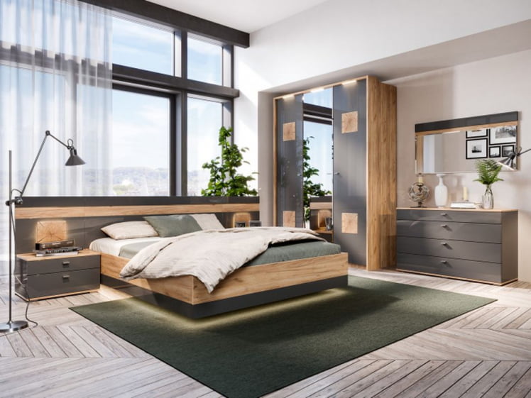 Шкаф двухстворчатый Фиджи ЛД 659.236.000 Дуб Золотой Антрацит_3