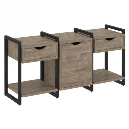 Тумба на регулируемых опорах наборная. Вариант №6 LOFT VR.L-TN-6.O Металл черный Тиквуд темный_0