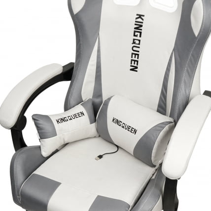 Кресло 1208, замша, цвет бело-серый с массажем, арт 1208-White-Grey_4