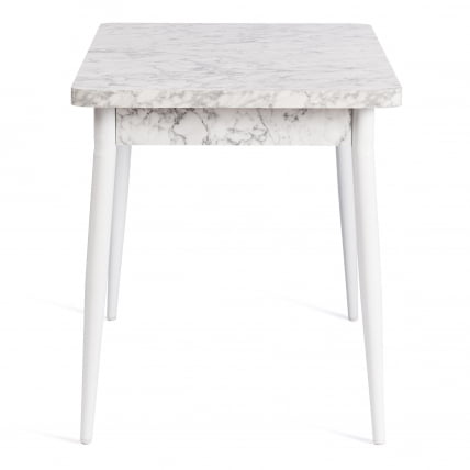 Стол обеденный ALTA (mod. 1183) ЛДСП+меламин/металл, 120+30 х 70 х 75 см, белый мрамор/белый_1