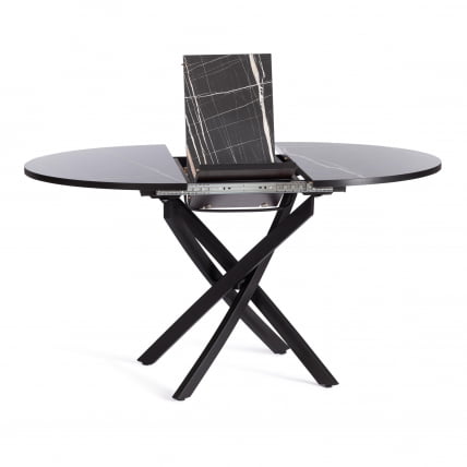 Стол MANZANA ЛДСП/HPL/металл, 100 х 100+30 х 75 см, Мрамор черный/черный_3