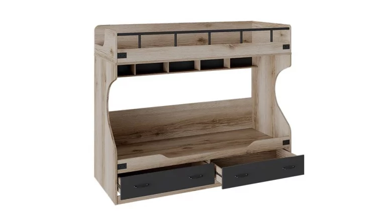 Кровать двухъярусная Окланд ТД-324.11.01 Фон Черный/Дуб Делано_1