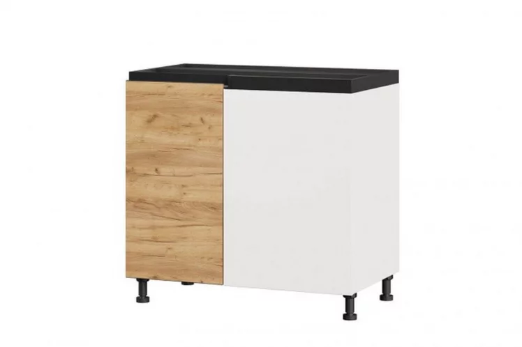 Тумба кухонная угловая 1000 (левая) Шервуд ЛД 281.091.000.096 Белая Дуб золотой_0