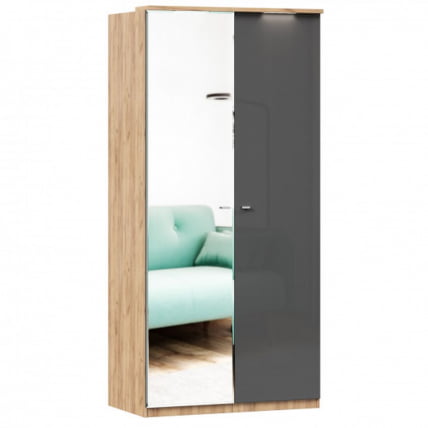 Шкаф двухстворчатый с зеркалом Фиджи ЛД 659.234.000 Дуб Золотой Антрацит_0