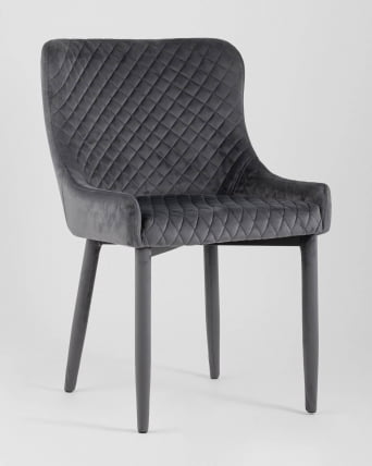 Стул мягкий Ститч велюр ножки Серый_1