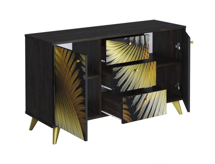 Комод Фьюжн КМ-003 АРТ Угольный камень/GOLDEN FOREST_1