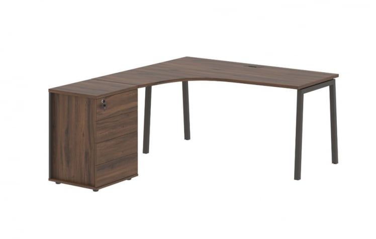 Стол эргономичный с тумбой (левый) EDIS ELCET 1518 L Дуб Денвер темный Мокко_0