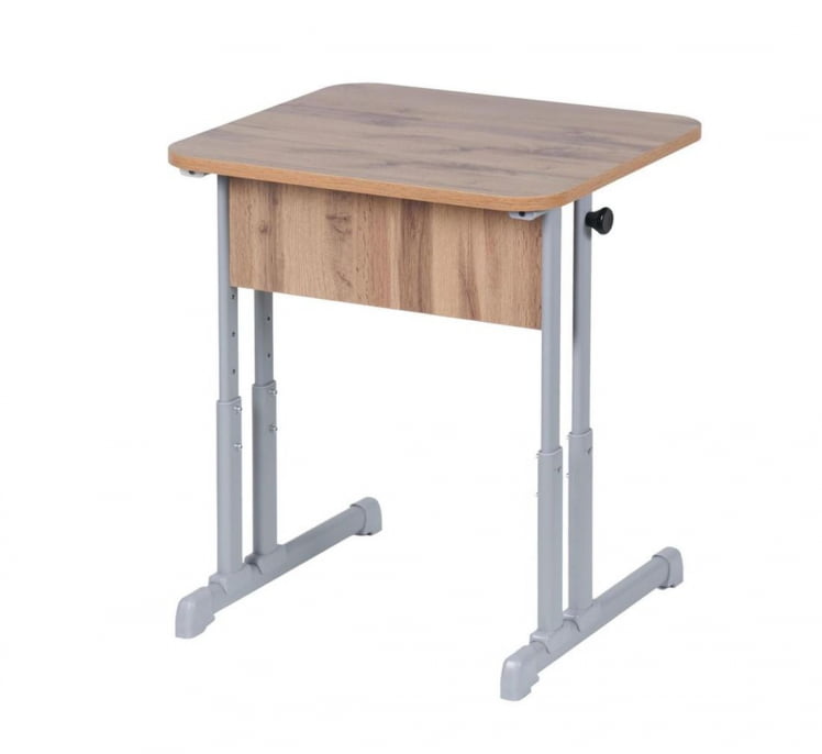 Парта одноместная эргономичная (рост 3-7) Белая ЛДСП/Серая кромка/Металл Серый_0