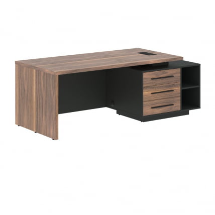 Стол руководителя правый VELION VENEER VRCT 2190 R Американский орех Яшма черная_0