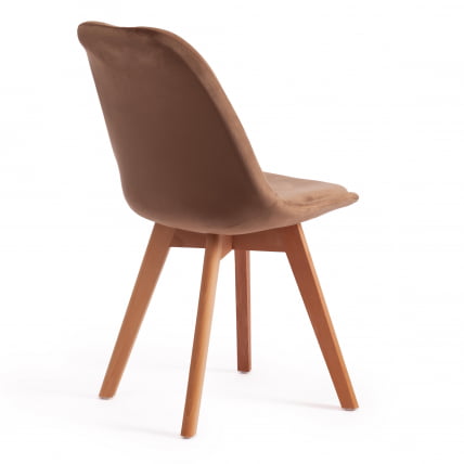 Стул TULIP SOFT (mod. 74) вельвет/дерево , 54 х 47 х 83 см , коричневый (HLR11)/натуральный_2