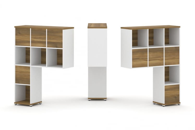 Надставка на стол высокая двухсторонняя + задняя стенка (8 шт.) CONCEPT CN.DNV-005 Сандал Янтарный Белый бриллиант Белый металл_0