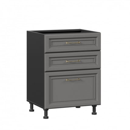 Тумба кухонная 600 с 3 ящиками ЛЮКС (4) Джелатто ЛД 241.910.000.164 Черный Оникс серый_0