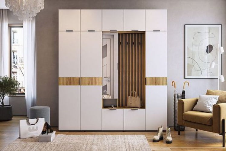 Шкаф однодверный Бери MPR-023 Дуб крафт золотой/белое дерево_4