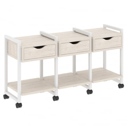 Тумба на колесных опорах наборная. Вариант №4 LOFT VR.L-TN-4.K Металл белый Денвер светлый_0