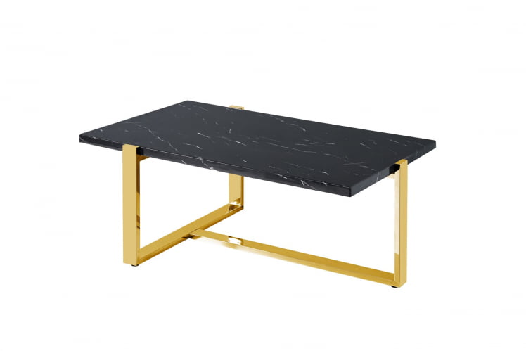 Журнальный столик Тоби 109*66 черный мрамор сталь Золото_0