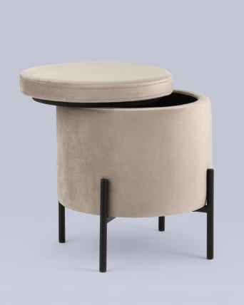 Пуф Грейс с ящиком велюр Серо-бежевый_5