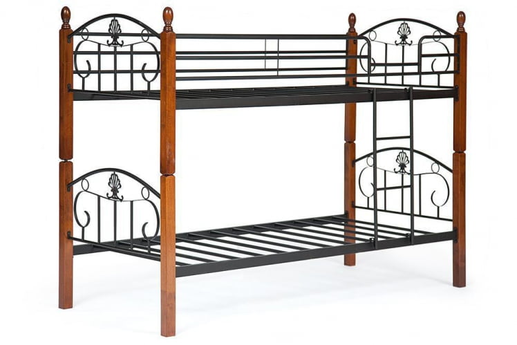 Кровать BOLERO двухярусная дерево гевея/металл, 90*200 см (bunk bed), красный дуб/черный_2