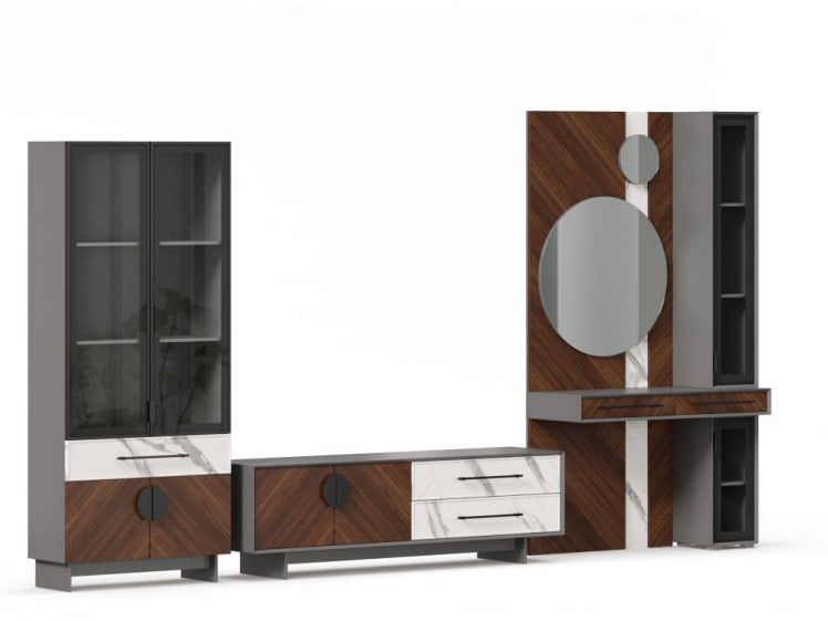 Набор мебели для гостиной Вилена №6 Серый/Орех/Монте белый_1