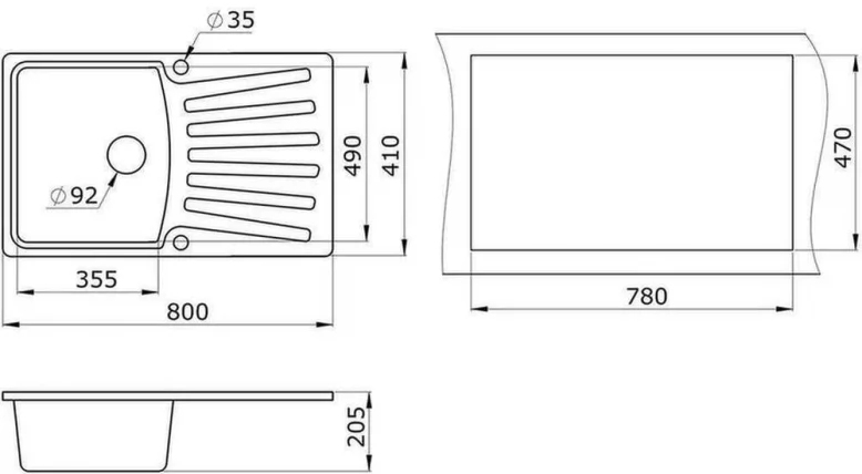 Кухонная мойка GRANULA 8001 Графит_2