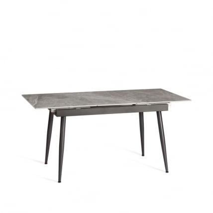 Стол обеденный Balmoral / Балморал столешница керамика (глянцевая) / опоры металл, серый/черный, (120+40)х80х75 см_11