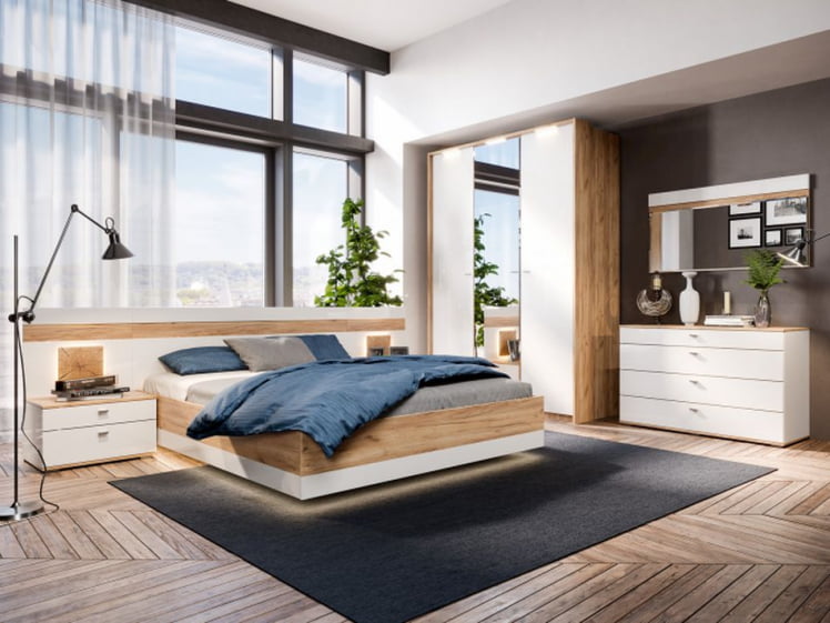 Спальный гарнитур Фиджи №1 Дуб Золотой Белый_0