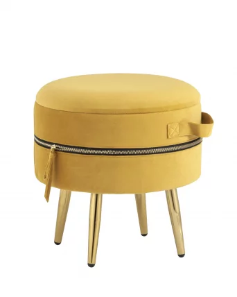 Пуф Тильда с ящиком велюр Охра_0