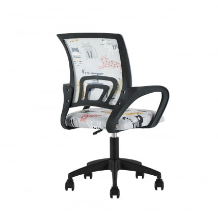 Кресло детское ТопЧаирс Симпле СН ДЖуниор принт Блуе Катс пластик черный / TopChairs Simple SN Junior Blue Cats_3