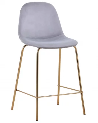 Стул полубарный Валенсия велюр Серый золотые ножки_0