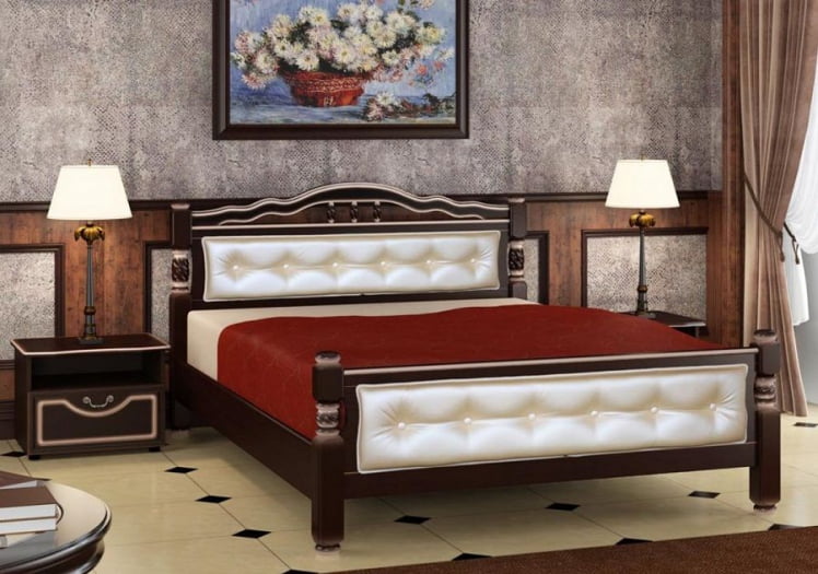 Кровать из массива Карина-11 200х120 Орех темный_0