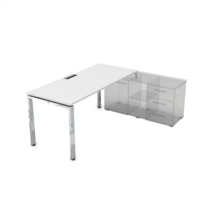 Стол рабочий, прямолинейный три опоры, правый GLOSS LINE НСТП-О.974 Белый Премиум_0
