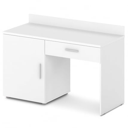 Стол с тумбой левый Ornata 	Н-440 Л Белый Шагрень_0