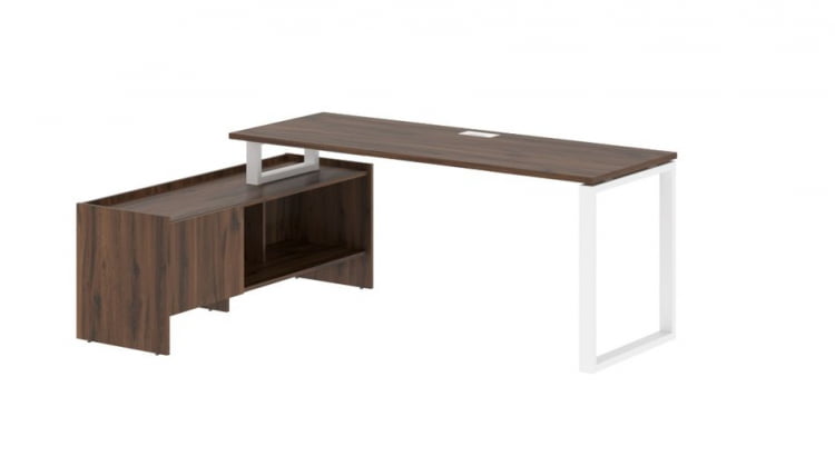 Стол с тумбой EDIS EQCT 19614 Дуб Денвер темный Белый_0