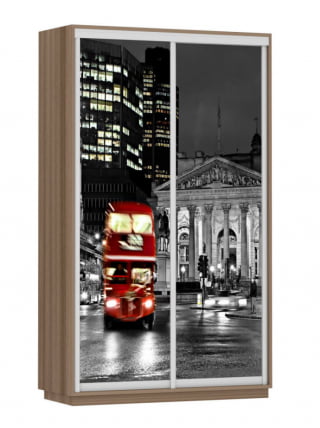 Шкаф-купе двухдверный Экспресс Дуо 1400х2400h Лондон/Ясень шимо тёмный_0