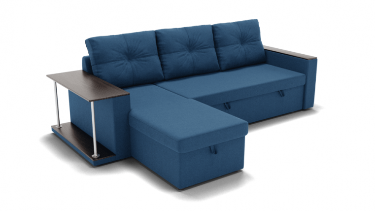Диван Атланта (ЗР) Цвет фасада: Синий; Тип: Левый/правый; Материал фасада: Металл/Велюр_0