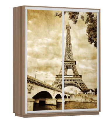 Шкаф-купе двухдверный Экспресс Дуо 1600х2200h Париж/Ясень шимо тёмный_0